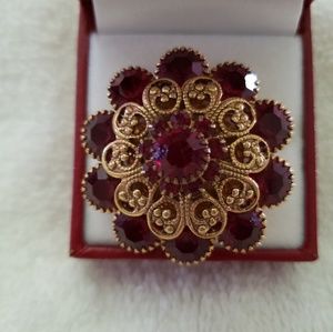 Vintage Czech Bohemian Style Garnet Brooch